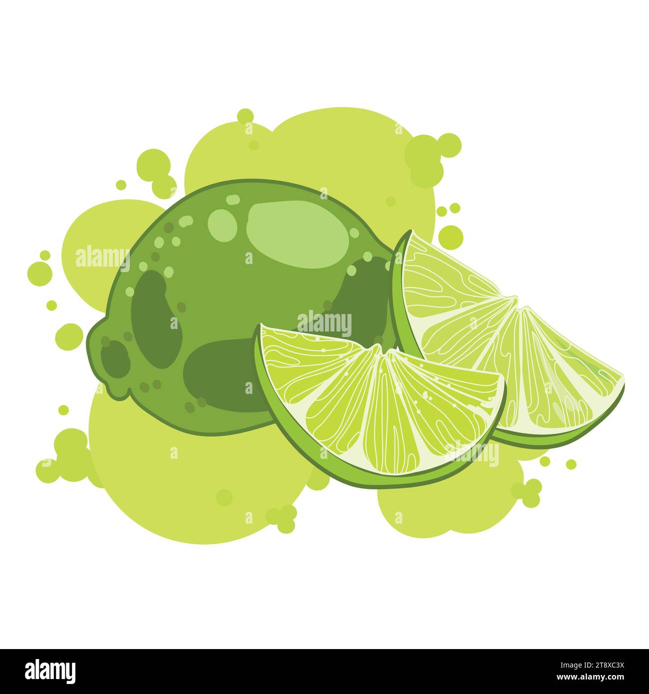 Lime intero e strato disegno astratto.Logo,emblema,stampa,disegno icona adesivo. Disegno colorato di lime verde agrumato.illustrazione vettoriale Illustrazione Vettoriale