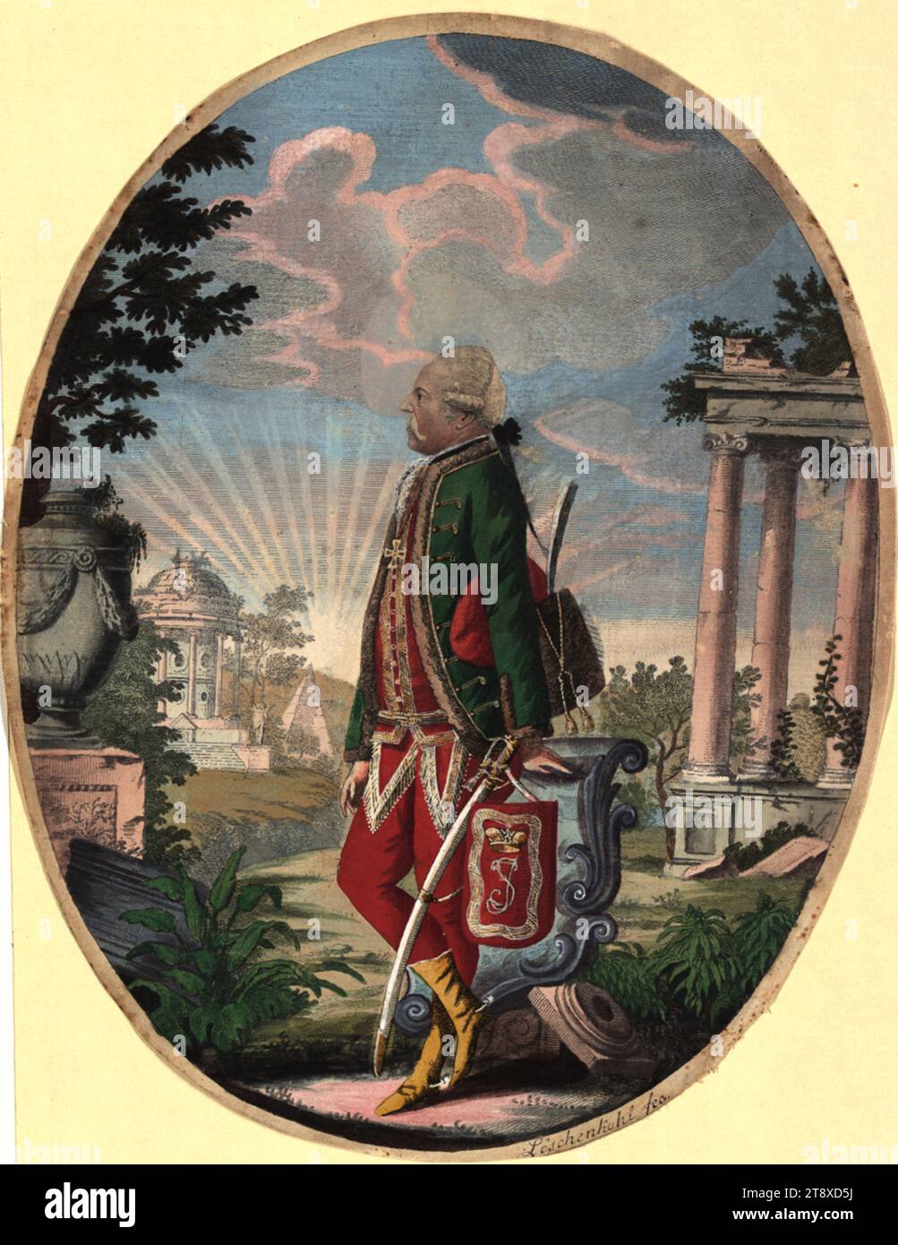 Dagobert Graf Wurmser (1724-1797), General, Johann Hieronymus Löschenkohl (1753-1807), casa editrice, 1782, carta, colorata, incisione su piastra di rame, dimensioni foglio 27, 8 x 21, 5 cm, militare, belle arti, ritratto, uomo, comandante in capo, generale, maresciallo, la Vienna Collection Foto Stock