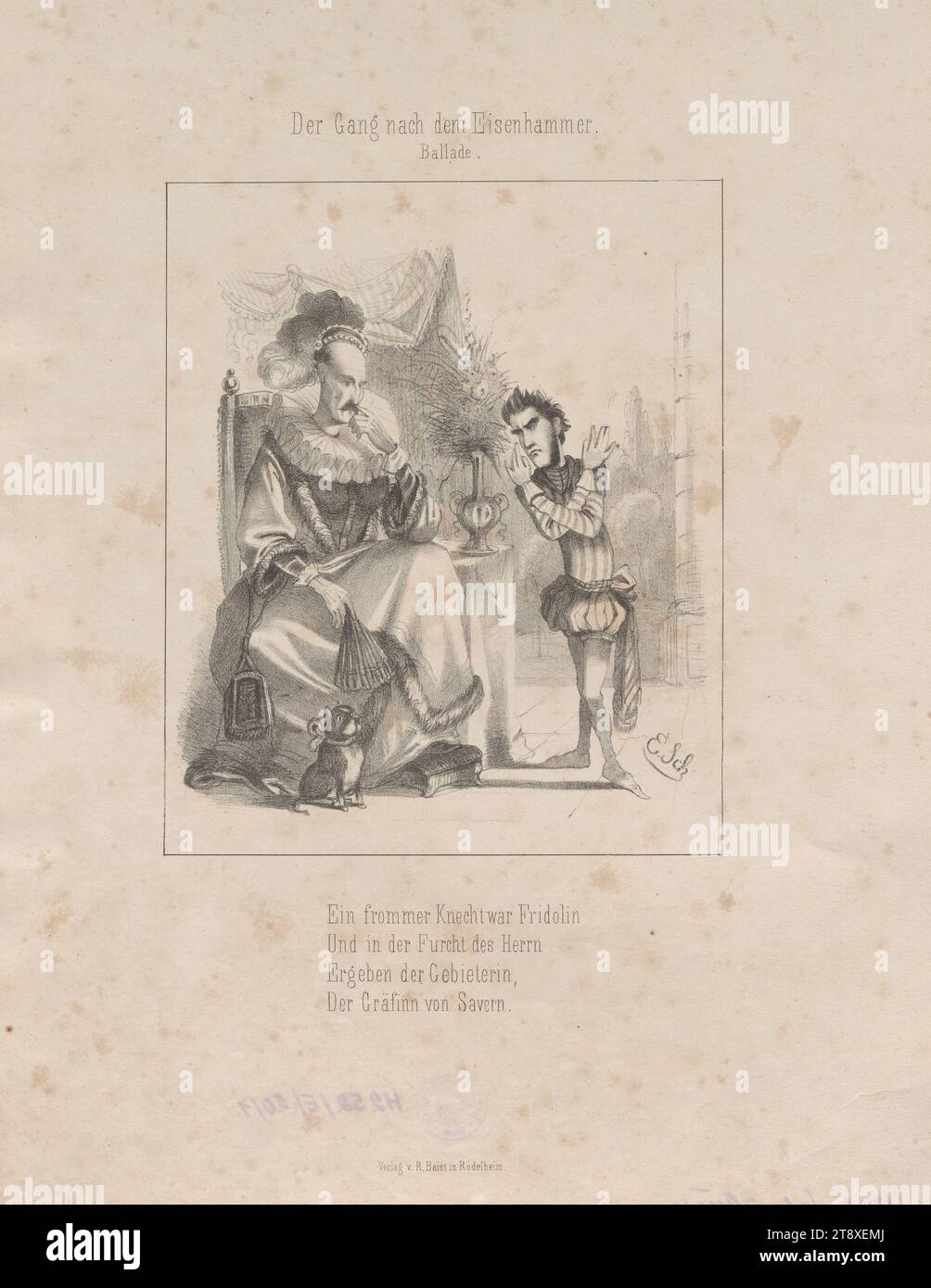 Il passaggio, dopo il, martello di ferro. Ballad., i booklet. (Tavola 1: Caricatura sull'arciduca Johann e Heinrich von Gagern), Adam Ernst Schalck (1827-1865), litografo, Reinhold Baist, editore, 1848, carta, litografia a gesso, altezza 34, 3 cm, larghezza 26, 5 cm, caricatura, Satire, politica, Asburgo, rivoluzioni del 1848, 1849, membro del parlamento, uomo, la collezione Vienna Foto Stock