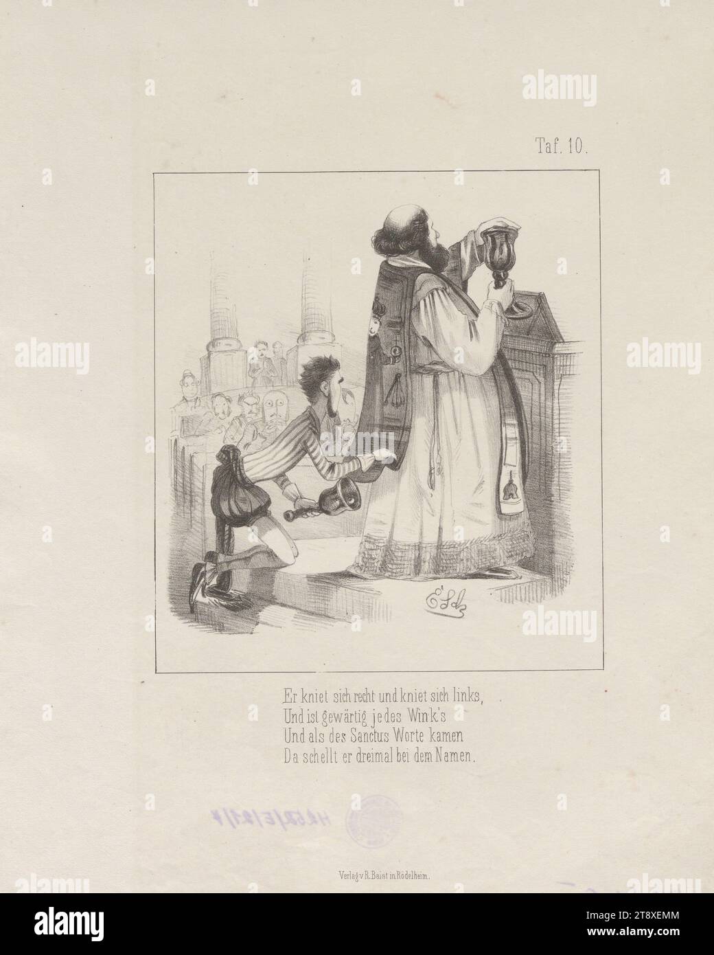 Il passaggio, dopo il, martello di ferro., ballad., II problema." (Tavola 10: Caricatura su Heinrich von Gagern e Alexander von Soiron), Adam Ernst Schalck (1827-1865), litografo, Reinhold Baist, editore, 1848, carta, litografia a gesso, altezza 33, 9 cm, larghezza 27, 4 cm, caricatura, Satire, politica, religione, rivoluzioni del 1848, 1849, membro del parlamento, uomo, sacerdote (cattolico), la Vienna Collection Foto Stock