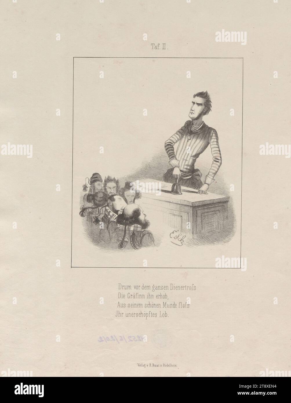 Il passaggio, dopo il, martello di ferro., ballad., io problema. (Tavola 2: Caricatura su Heinrich von Gagern), Adam Ernst Schalck (1827-1865), litografo, Reinhold Baist, editore, 1848, carta, litografia a gesso, altezza 34, 2 cm, larghezza 26, 7 cm, caricatura, Satire, politica, rivoluzioni del 1848, 1849, membro del parlamento, uomo, la collezione Vienna Foto Stock