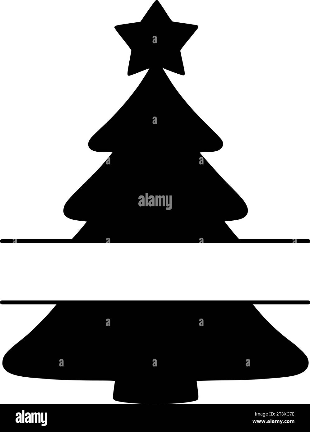 Silhouette albero di Natale, monogramma albero di Natale , sfondo albero, icona vettore albero isolato Illustrazione Vettoriale