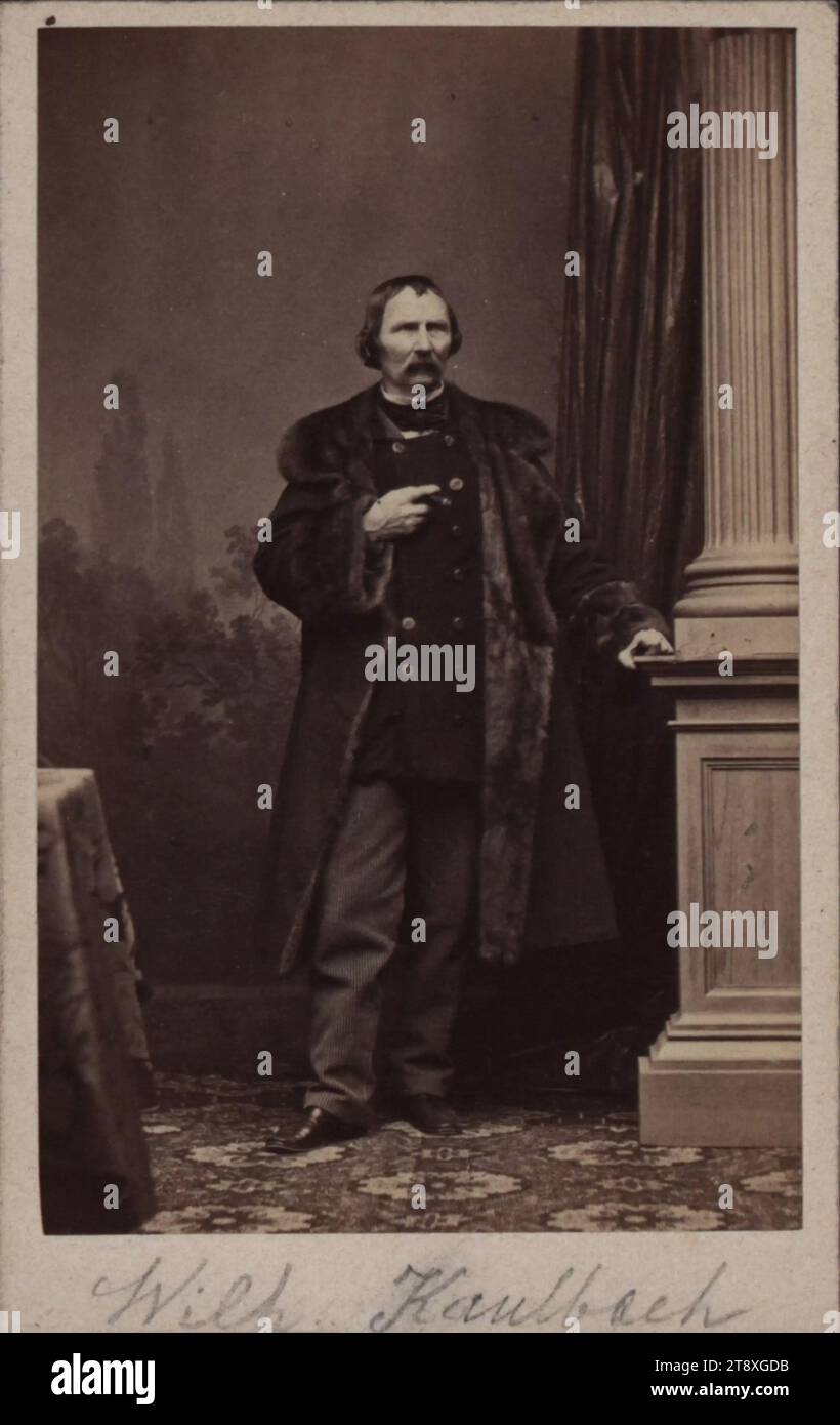 Wilhelm Kaulbach (1805-1874), ritrattista e pittore di storia, sconosciuto, fotografo, datato intorno al 1860, supporto di cartone, carta per albumi, altezza x larghezza 9, 8 x 6, 2 cm, fine Arts, ritratto, autoritratto del pittore, uomo, ritratto, Wilhelm Kaulbach, la Vienna Collection Foto Stock