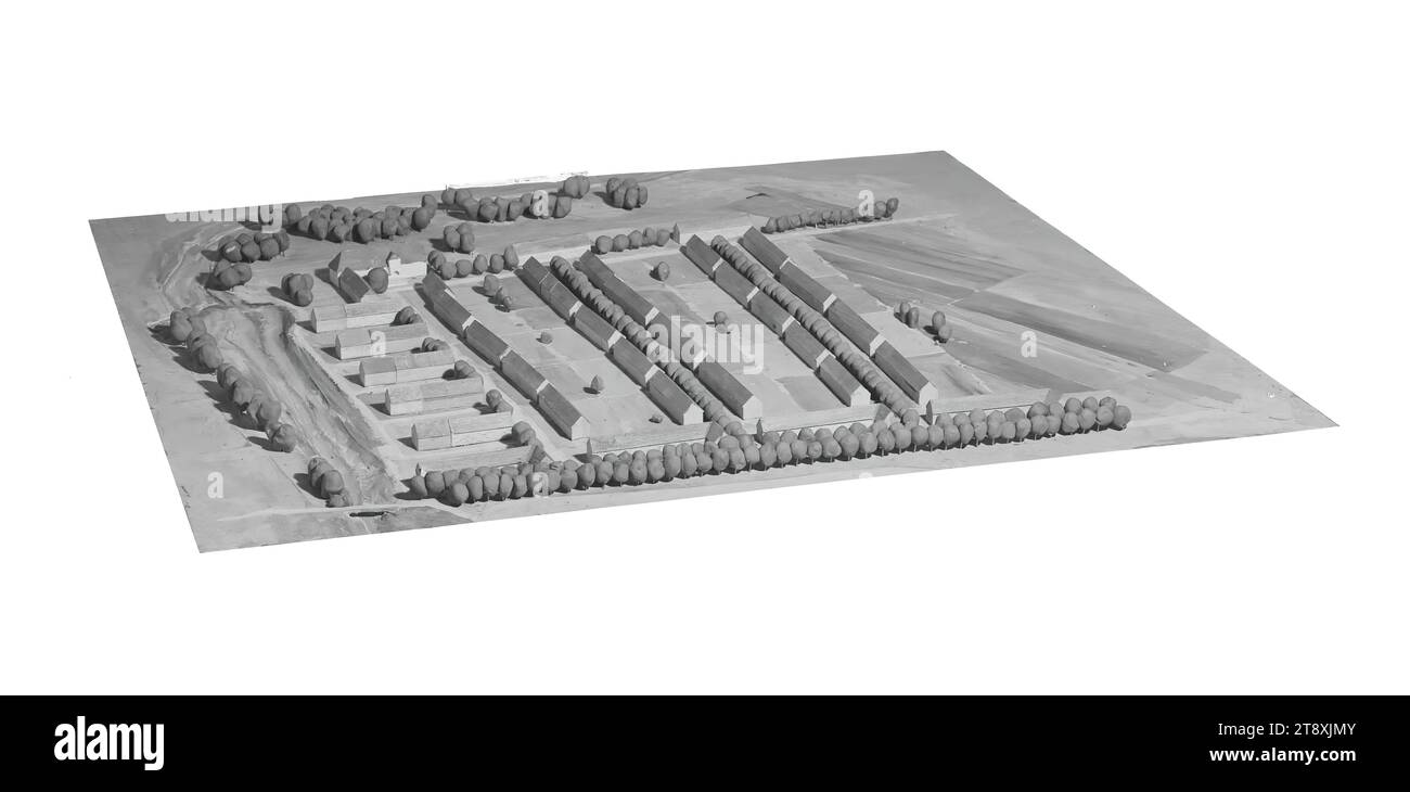 Modello di un progetto immobiliare a Leobersdorf (bassa Austria), Martin Gerlach jun. (1879-1944), fotografo, datato c. 1939-1940, vetro, negativo, altezza 17,9 cm, larghezza 23,8 cm, architettura, urbanistica e sviluppo urbano, modello  architettura, la collezione Vienna Foto Stock