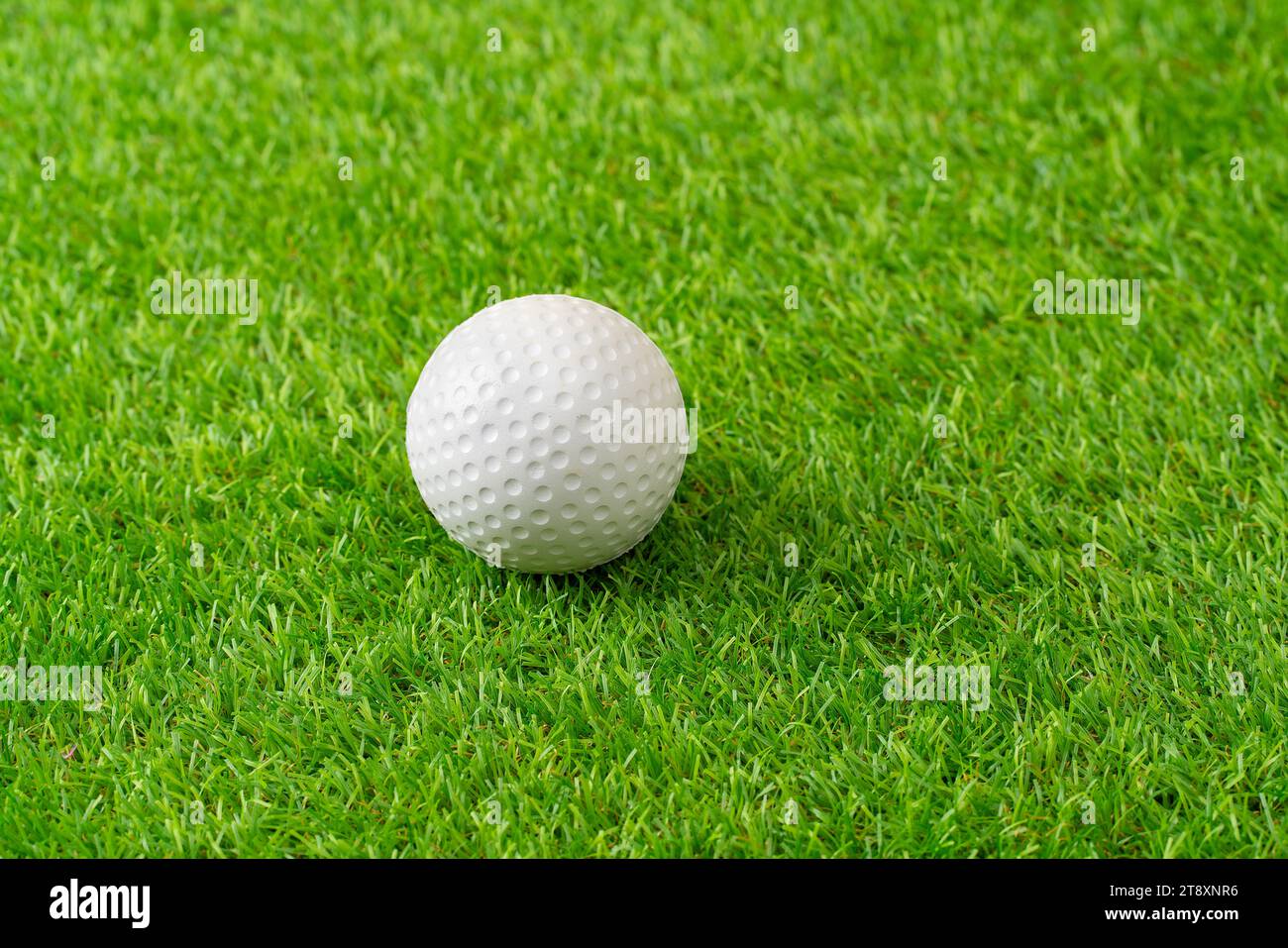Sport, hockey a palla su astro Turf primo piano con spazio per il marketing o la pubblicità all'aperto. Foto Stock