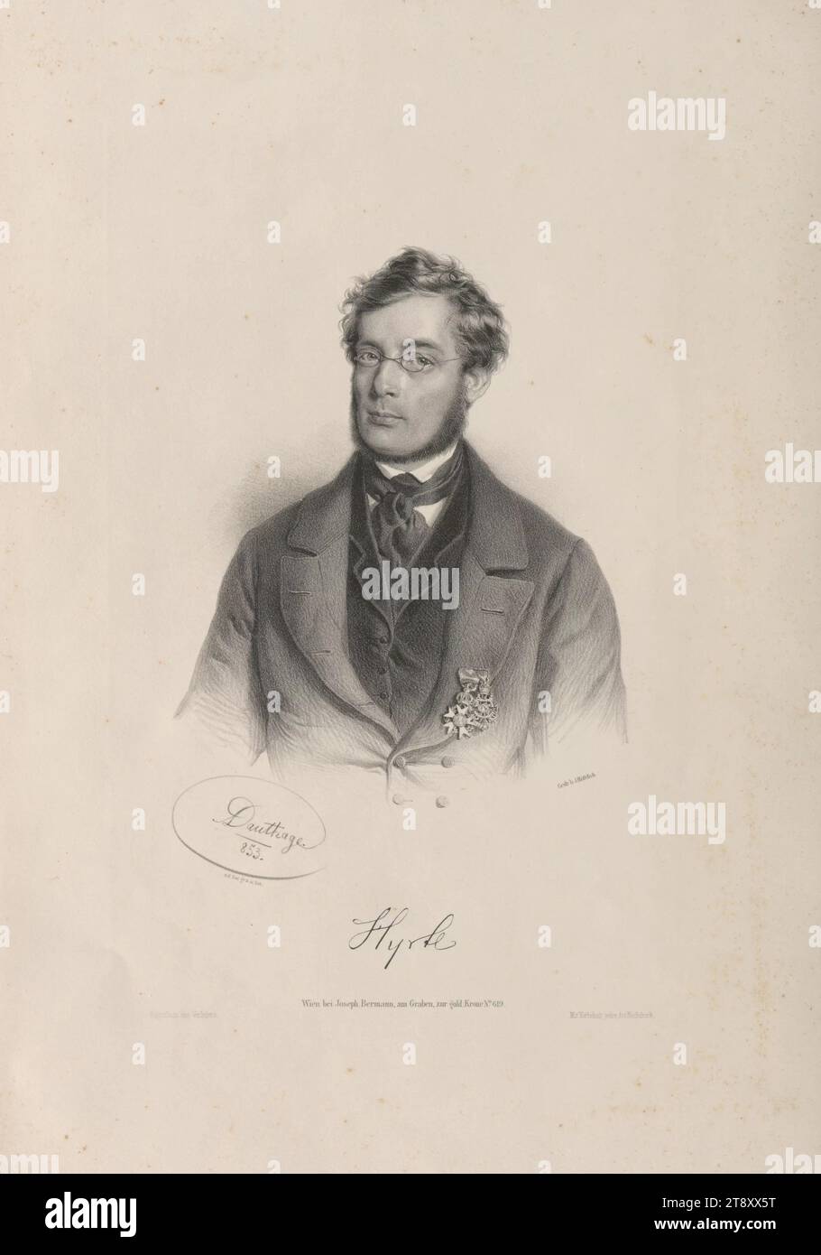 Hyrtl', Adolf Dauthage (1825-1883), litografo, Johann Höfelich (1796-1849), stampante, Josef Bermann (1810-1886), editore, 1853, carta, litografia, altezza 50, 9 cm, larghezza 34, 6 cm, Belle Arti, tenuta Constantin von Wurzbach, ritratto, uomo, la Vienna Collection Foto Stock