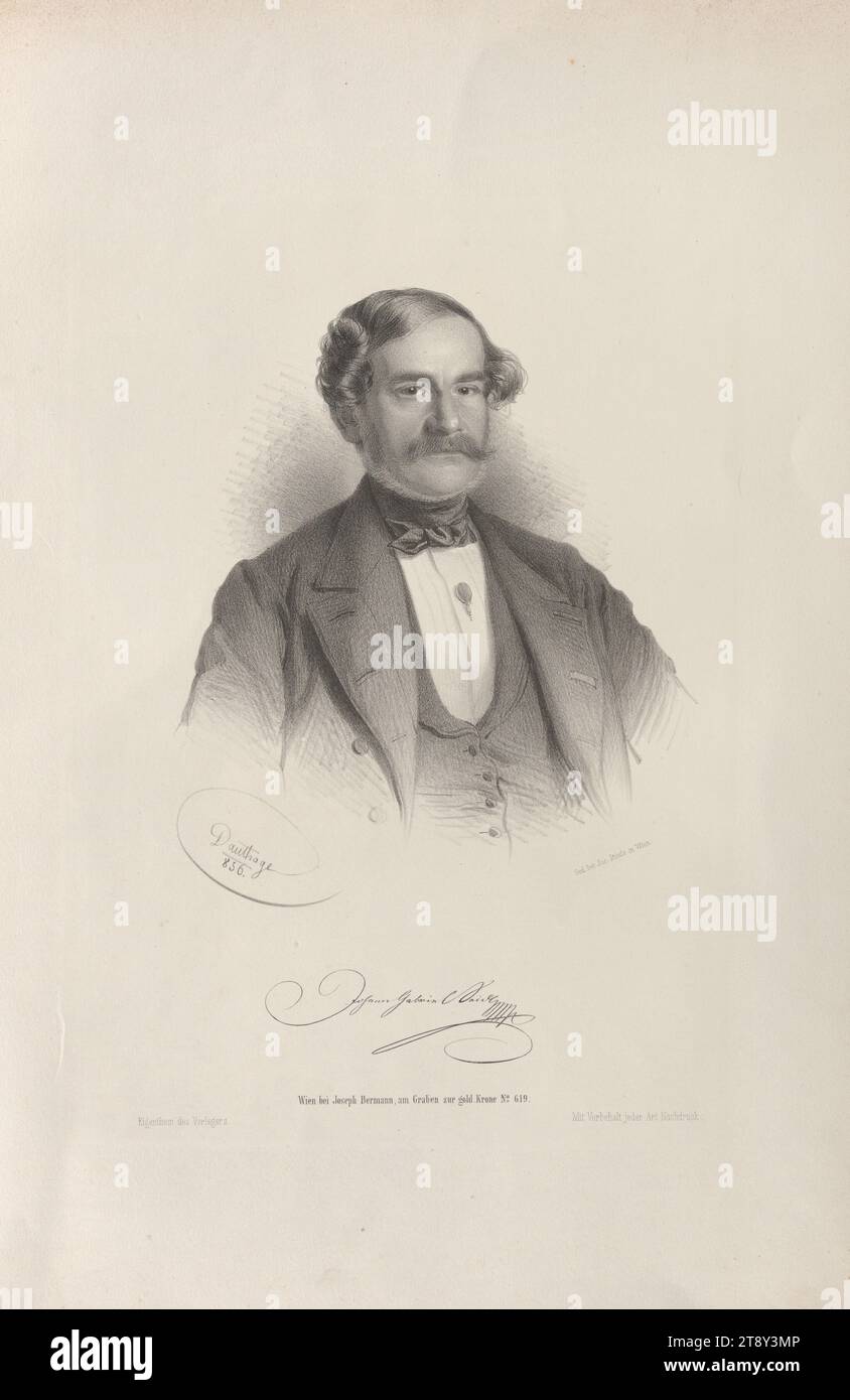 Johann Gabriel Seidl', Adolf Dauthage (1825-1883), litografo, Joseph Stoufs, stampante, Josef Bermann (1810-1886), editore, 1856, carta, litografia, altezza 51 cm, larghezza 34, 7 cm, Belle Arti, tenuta Constantin von Wurzbach, ritratto, uomo, la collezione Vienna Foto Stock