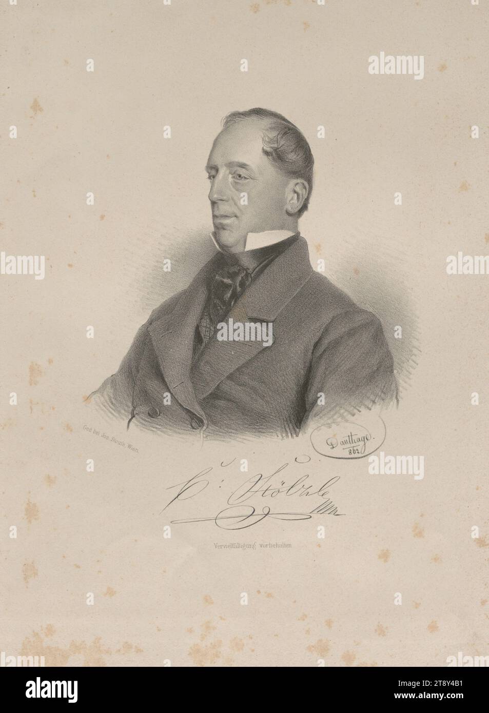 C Stölzle (?)', Adolf Dauthage (1825-1883), litografo, Joseph Stoufs, stampante, 1862, carta, litografia, altezza 35, 2 cm, larghezza 26, 3 cm, Belle Arti, tenuta Constantin von Wurzbach, ritratto, uomo, la collezione Vienna Foto Stock