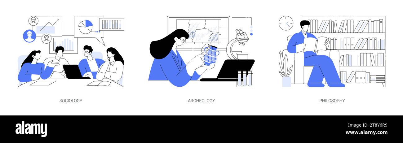 Scienza socioculturale isolato cartoon vettore illustrazioni se Illustrazione Vettoriale