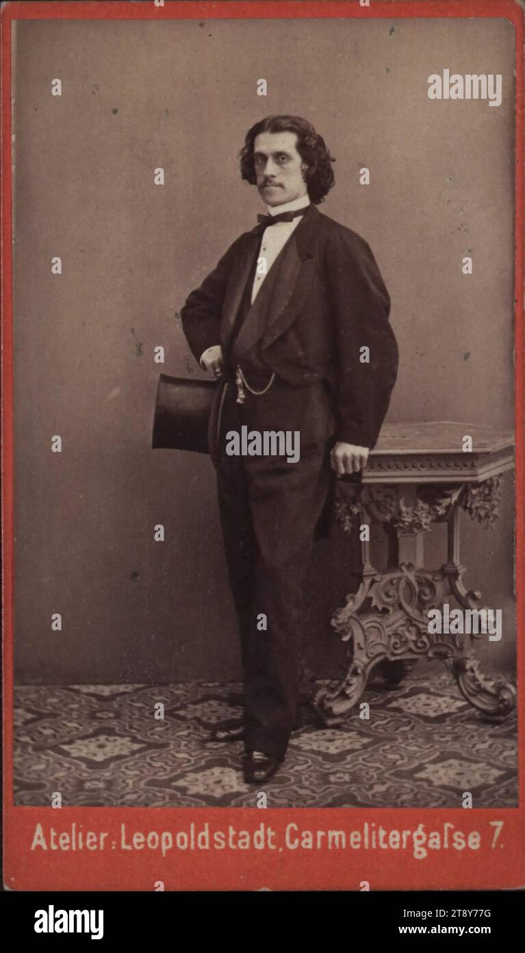 Josef Strauss (1827-1870), compositore, Kapellmeister, Ludwig Schrank (1828-1905), fotografo, data precedente al 1871, cartone di supporto, carta per albume, altezza x larghezza 10, 3 x 6, 1 cm, musica, ritratto, uomo, compositore, musicista, Josef Strauss, la Vienna Collection Foto Stock