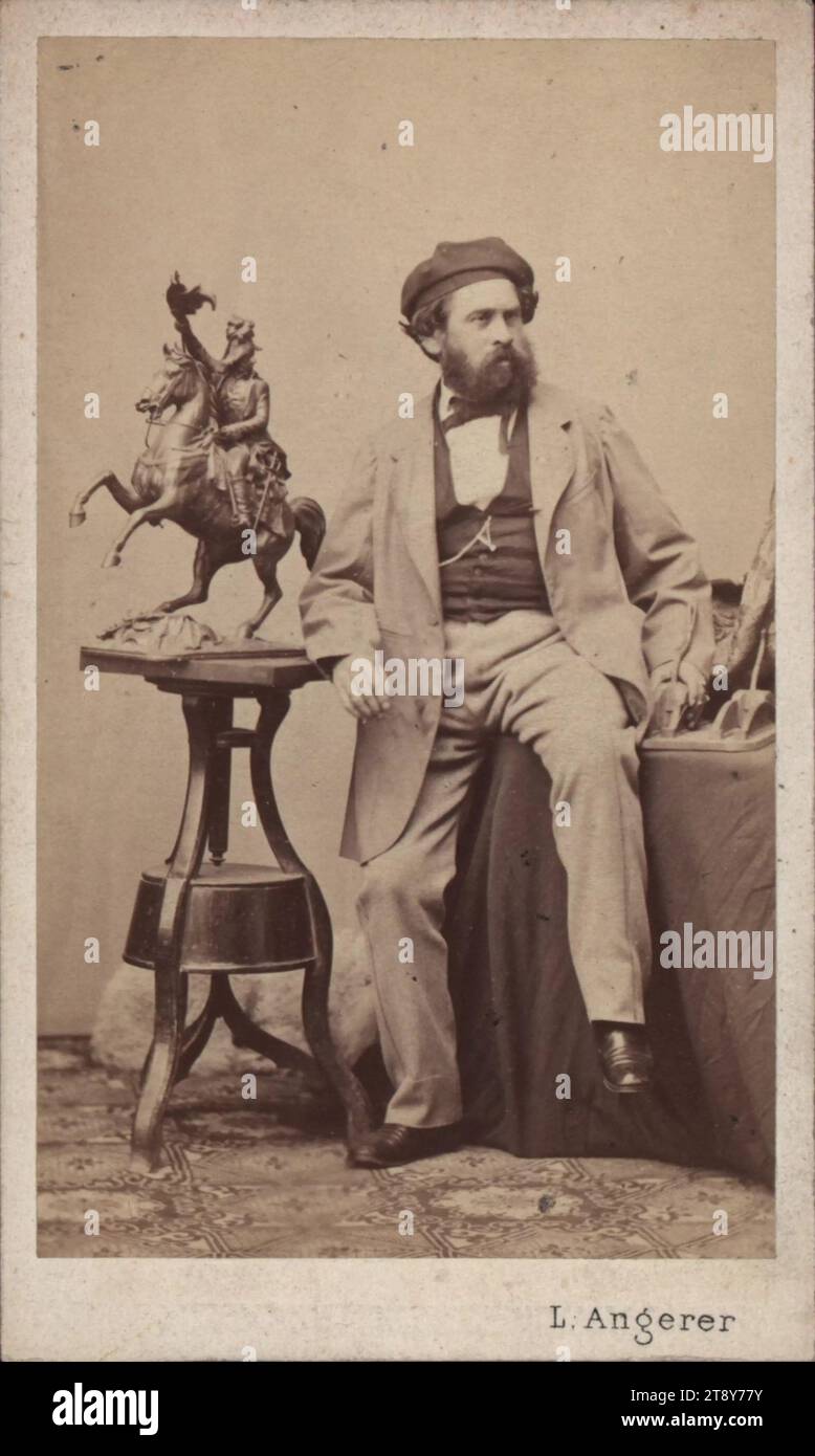 Anton Dominik Ritter von Fernkorn (1813-1878), scultore, Ludwig Angerer (1827-1879), fotografo, Data intorno al 1860, cartone di supporto, carta per albume, Untersatzkarton 10, 3 x 6, 1 cm, ritratto, uomo, ritratto, autoritratto dello scultore, la Vienna Collection Foto Stock