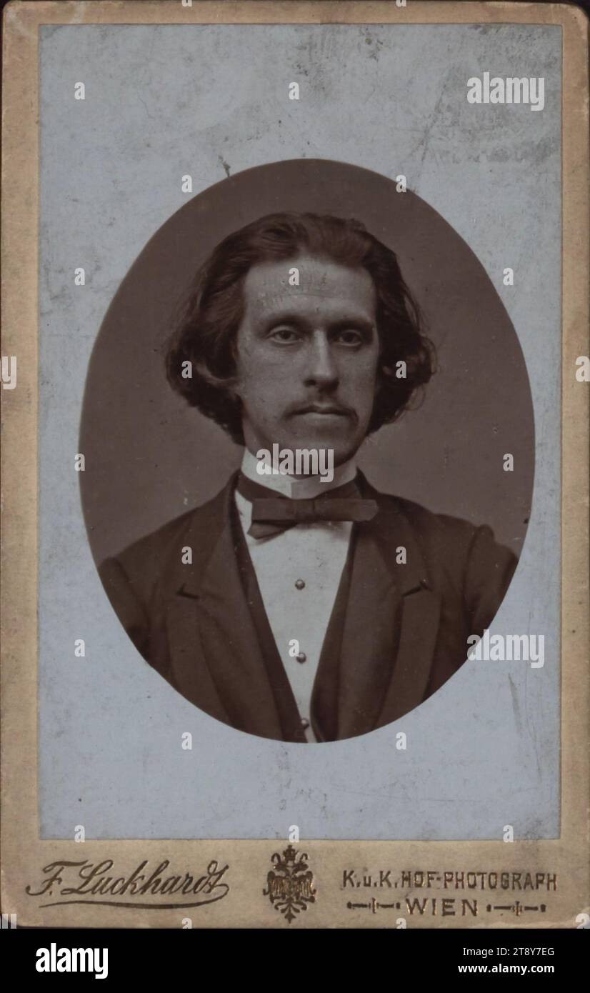 Josef Strauss (1827-1870), compositore, Kapellmeister, Fritz Luckhardt (1843-1894), fotografo, data precedente al 1871, cartone di supporto, carta di albumina, Untersatzkarton 10, 5x6, 7 cm, musica, ritratto, uomo, musicista, compositore, Josef Strauss, The Vienna Collection Foto Stock