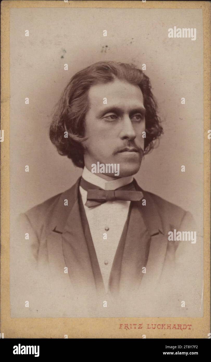 Josef Strauss (1827-1870), compositore, Kapellmeister, Fritz Luckhardt (1843-1894), fotografo, data precedente al 1871, cartone di supporto, carta di albumina, Untersatzkarton 10, 3x6, 4 cm, musica, ritratto, uomo, compositore, Josef Strauss, la collezione di Vienna Foto Stock
