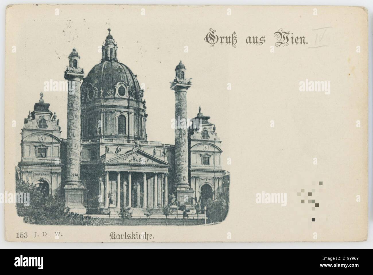 4, Karlsplatz - Karlskirche, cartolina fotografica, Deutsch's Postkartenverlag, produttore, 1898, cartone, collotipo, Karlsplatz, attrazioni, barocco, 4° distretto: Wieden, chiesa (esterna), Karlskirche, Karlsplatz, la Vienna Collection Foto Stock