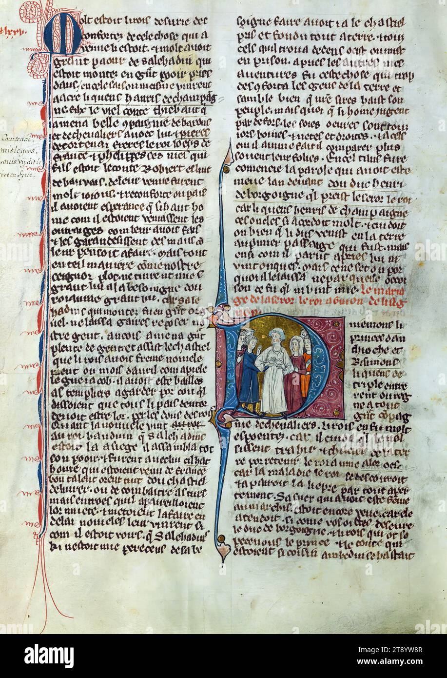 Histoire d'Outre Mer di Guglielmo di Tiro, iniziale D con il matrimonio