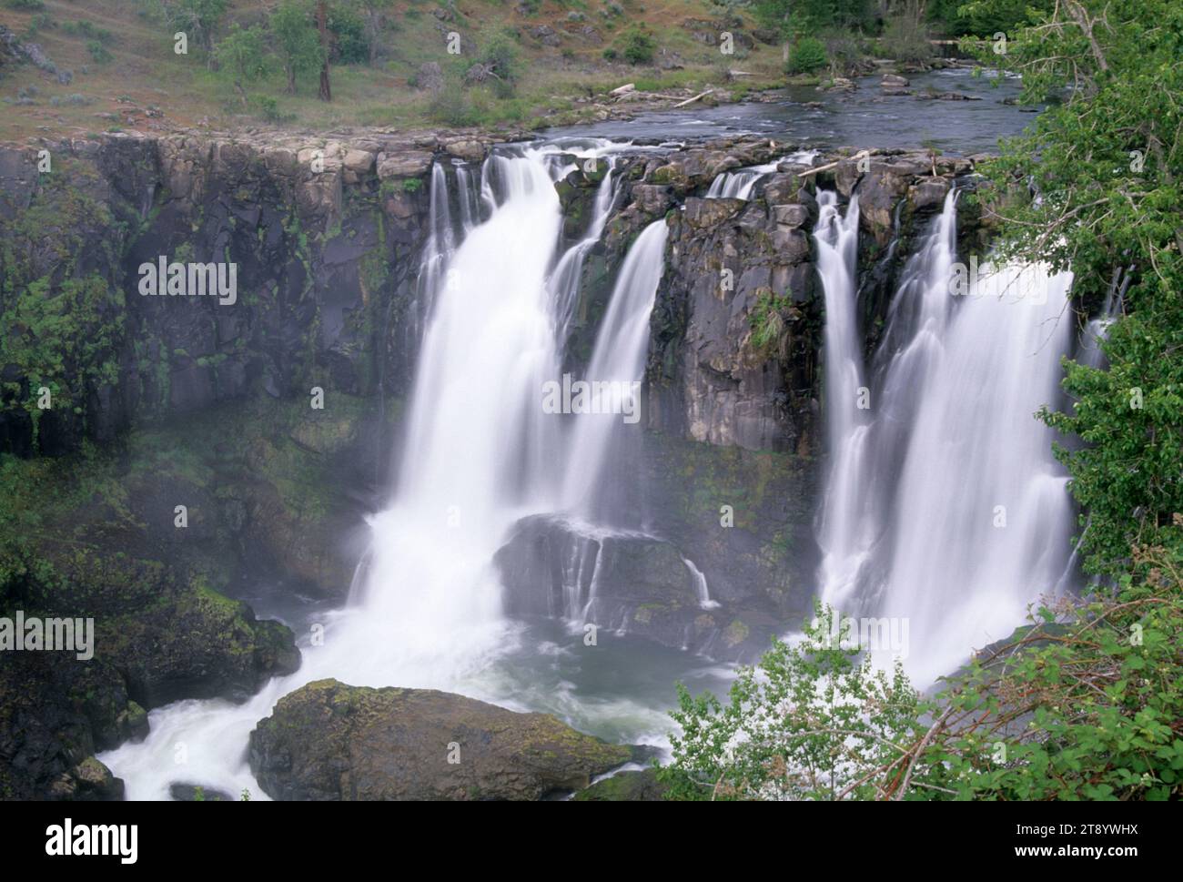 Bianco superiore River Falls, White River Falls State Park, Oregon Foto Stock