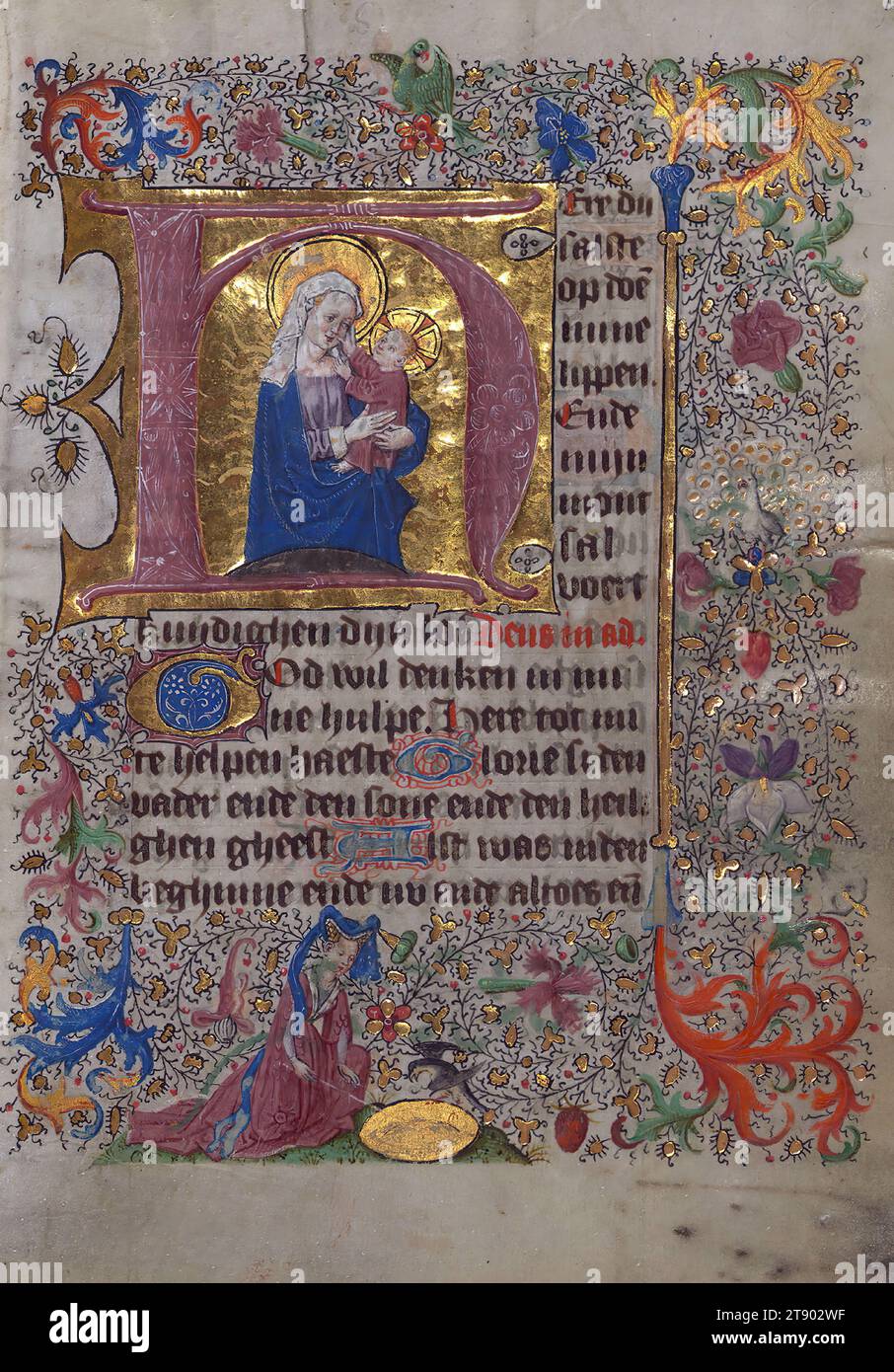 Manoscritto illuminato, Van Alphen Hours, Initial H with the apocalyptic Virgin and Child Foto Stock