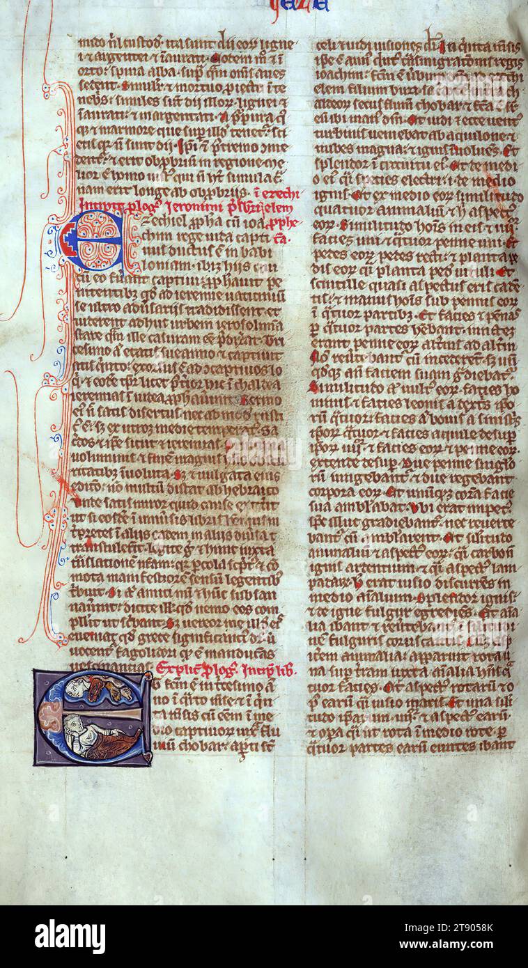 Bibbia, visione di Ezechiele, questa Bibbia tascabile fu creata intorno alla metà del XIII secolo in Inghilterra. Contiene il testo Vulgato dell'Antico e del nuovo Testamento, organizzato in ordine e diviso in capitoli. Tali Bibbie, progettate per uso individuale piuttosto che istituzionale, iniziarono ad essere create su larga scala durante il XIII secolo, specialmente a Parigi Foto Stock