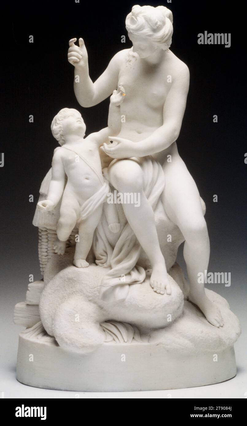 L'Amour piqué par une abeille, c. 1775, Louis-Simon Boizot; produttore: Fabbrica di porcellane di Sèvres, francese, 1743-1809, 12 1/4 poll. (31,12 cm), ceramiche bisque Sévres, Francia, XVIII secolo Foto Stock