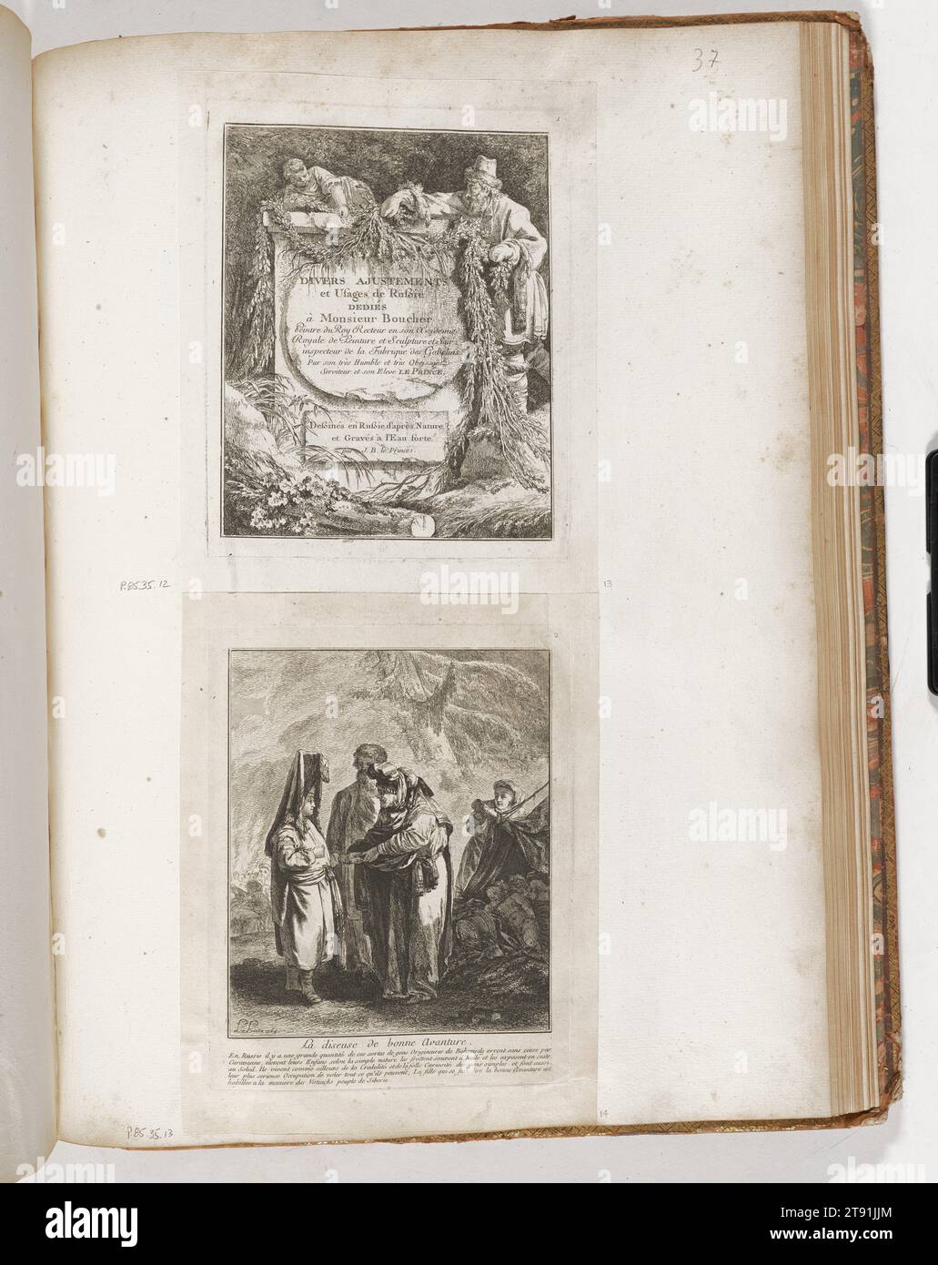 The Fortune-Teller, 1764, Jean-Baptiste le Prince, francese, 1734 - 1781, 3/8 x 1/4 poll. (18,73 x 15,88 cm) (immagine)8 7/8 x 7 pollici (22,54 x 17,78 cm) (piastra)10 1/4 x 1/16" (26,04 x 20,48 cm) (foglio), Etching, Francia, XVIII secolo Foto Stock