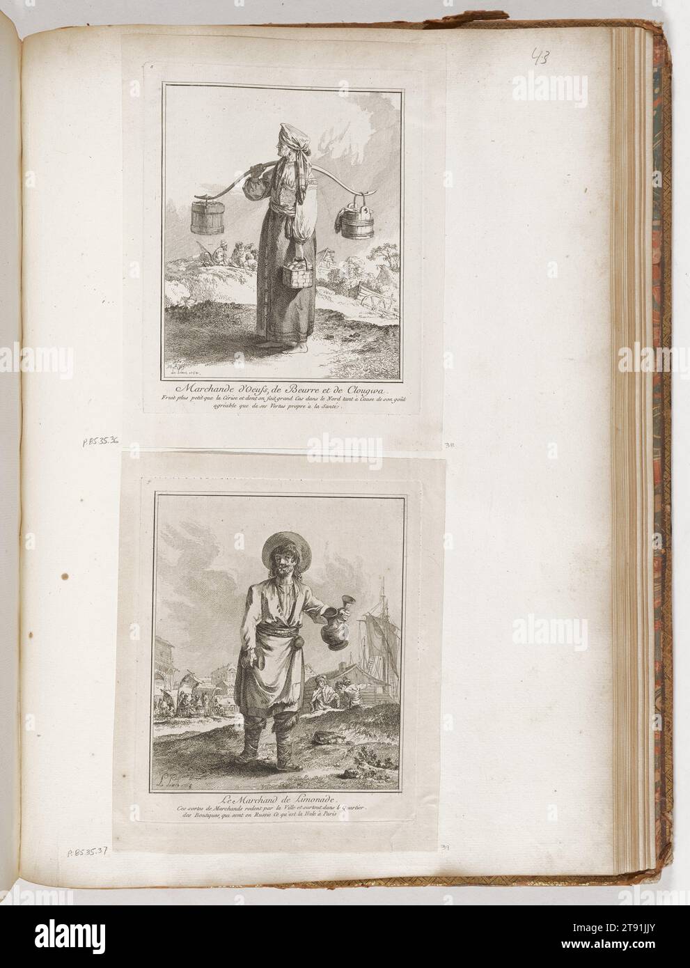 Venditore di uova, burro e Clougwa, 1764, Jean-Baptiste le Prince, francese, 1734 - 1781, 1/4 x 6 pollici (18,42 x 15,24 cm) (immagine)8 5/8 x 6 7/8" (21,91 x 17,46 cm) (piastra)10 1/4 x 8" (26,04 x 20,32 cm) (foglio), Etching, Francia, XVIII secolo Foto Stock