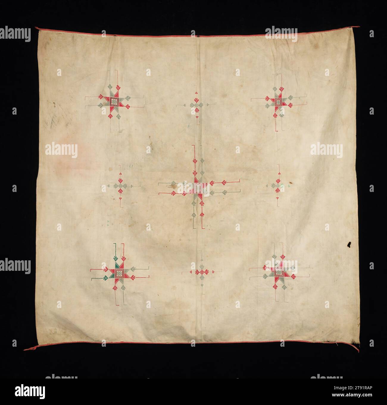 Coperchio testa, 20th Century, 30 x 30 7/8" (76,2 x 78,42 cm), cotone; ricamo, Vietnam, XX secolo Foto Stock
