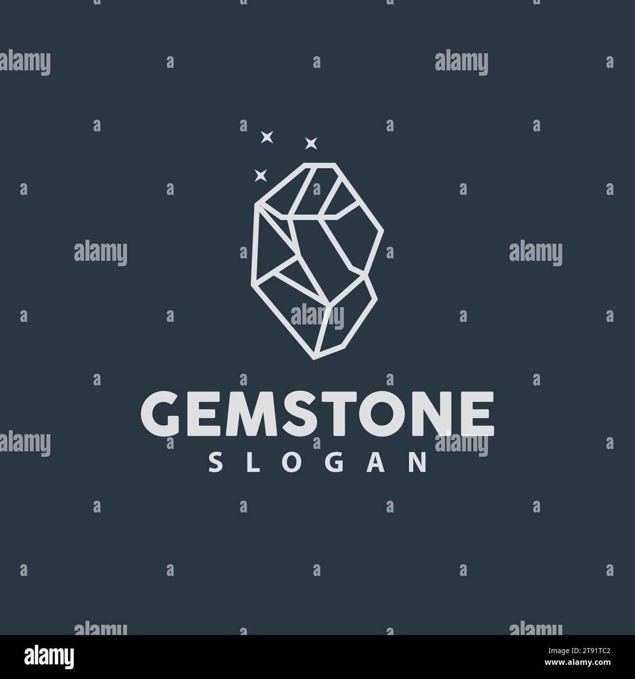 Logo smeraldo, Gemstone Vector, lussuoso design vintage retro elegante, icona dei gioielli diamanti, illustrazione dei simboli Illustrazione Vettoriale