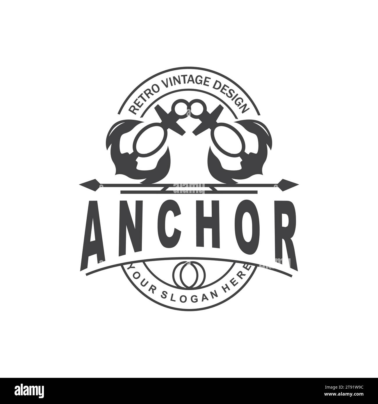 Logo Anchor, Ocean Ship Vector, design minimalista semplice, icona Anchor, spartano, Ocean, illustrazione del modello di simbolo Illustrazione Vettoriale