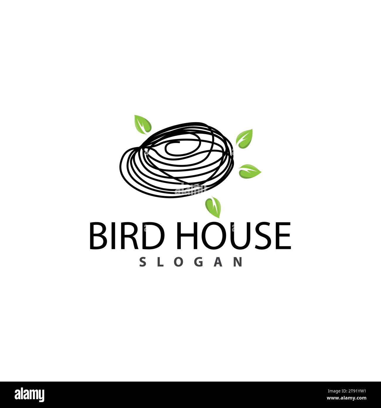 Logo Bird Nest, Vector Bird House Shelter, stile minimalista dal design moderno, icona modello simbolo Illustrazione Vettoriale