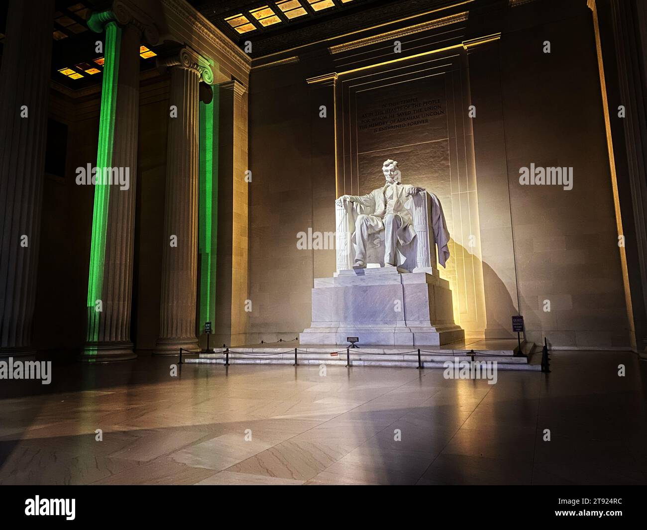 Il Lincoln Memorial di notte a Washington DC Foto Stock