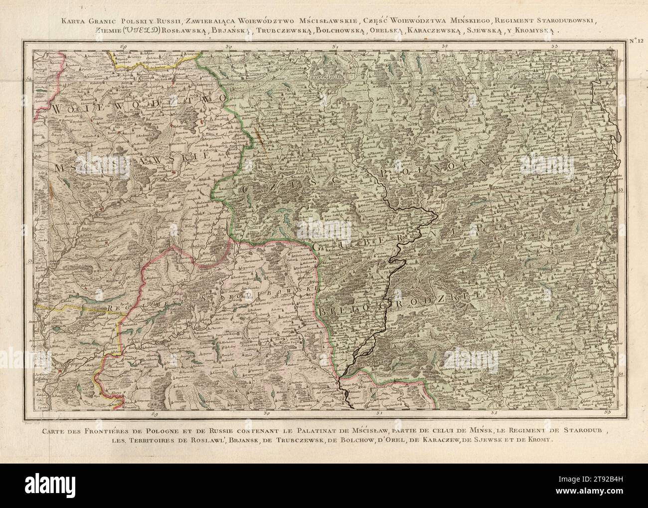 Mappa of Poland's Minsk and Starodub Regions, mappa di Polonia, Polonia mappa, Poland Stampa, Poland Art, Polonia piano, Polonia Terra, Vecchia Mappa della Polonia Foto Stock
