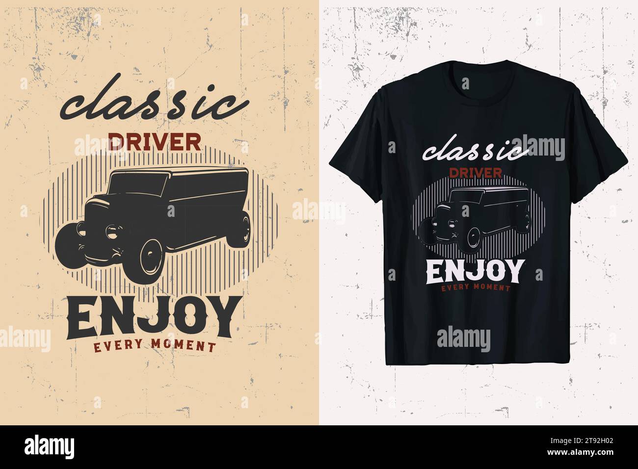 T-shirt vettoriale per auto d'epoca. maglietta illustrativa per auto vecchio stile. Illustrazione Vettoriale