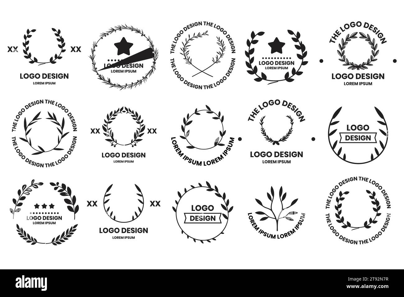 Logo foglia e fiore in stile femminile isolato sullo sfondo Illustrazione Vettoriale