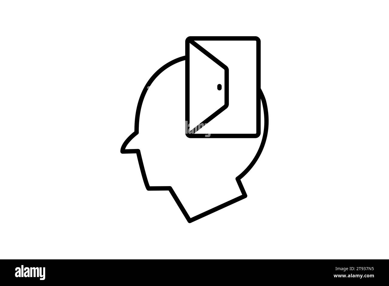 icona di apertura. testa con porta aperta. stile icona linea. semplice progettazione vettoriale modificabile Illustrazione Vettoriale