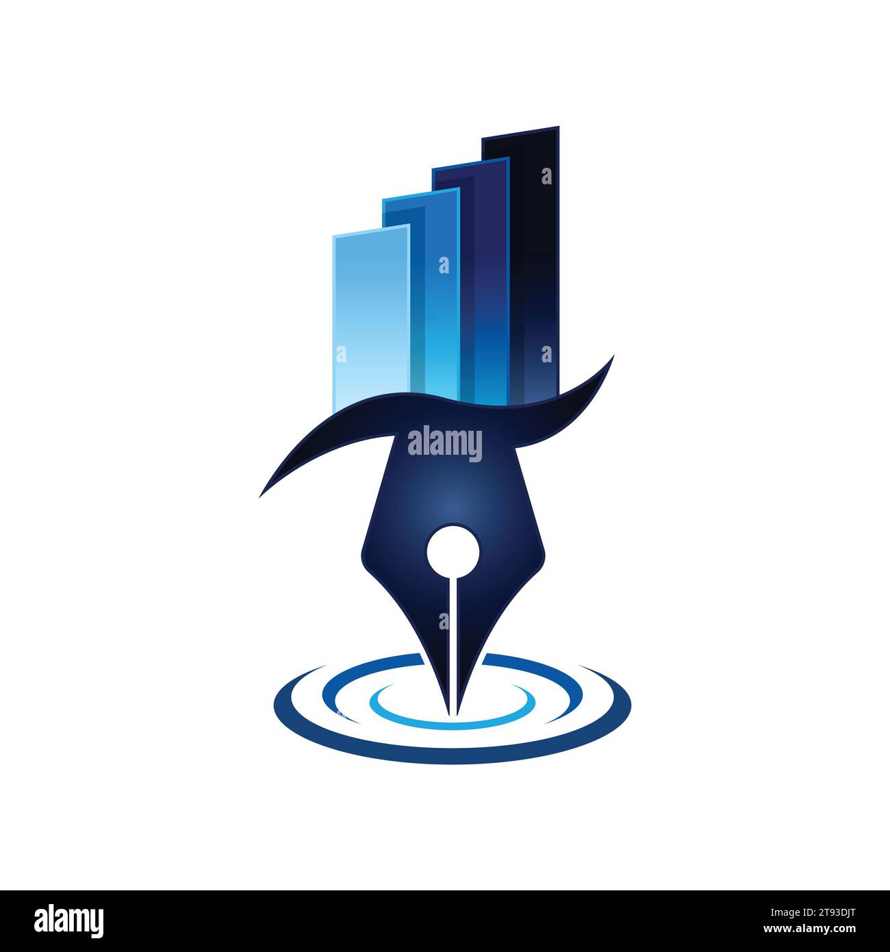 Grafico a penna o modello di logo vettoriale dell'agenzia di contabilità finanziaria. Questo disegno utilizza il simbolo delle statistiche. Adatto per lavoro, apprendimento e agenzia Illustrazione Vettoriale