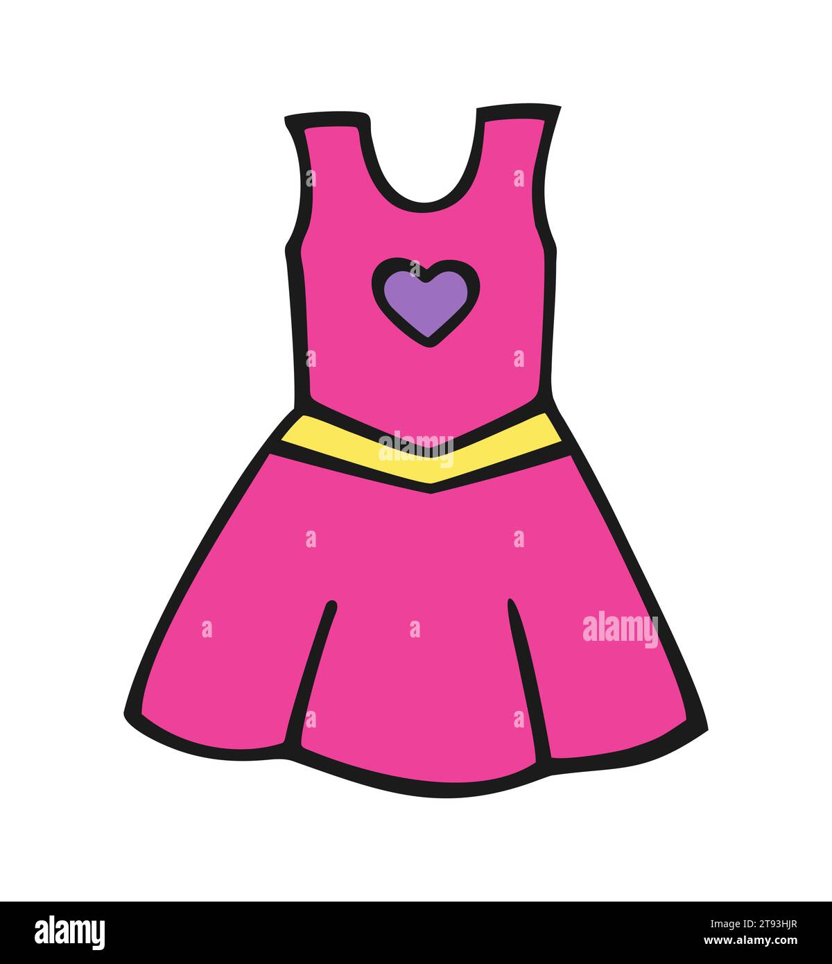 Illustrazione a colori di un vestito carino per bambina. Illustrazione Vettoriale