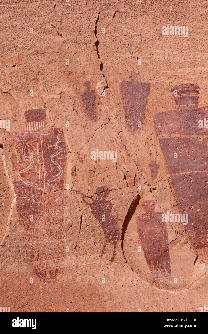 Pittogrammi, sezione Great Gallery, Horseshoe Canyon, Canyonlands National Park, Utah Foto Stock