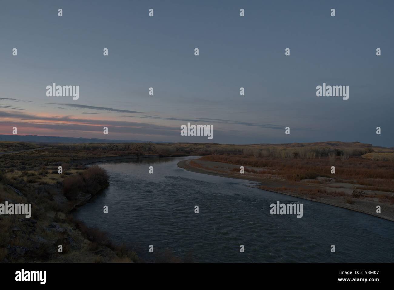 Il fiume Colorado vicino a Moab, Utah al tramonto Foto Stock