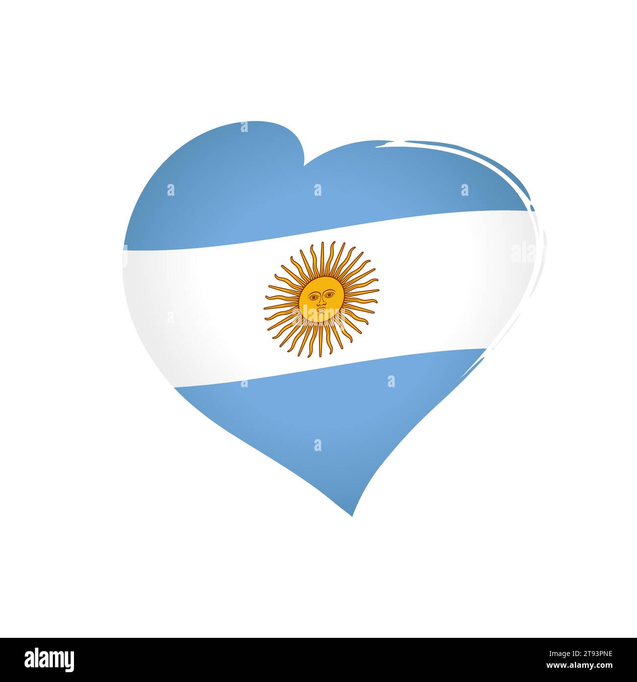 Forma creativa a cuore con bandiera dello stato argentino. Simbolo dell'amore Argentina. Celebrazione dell'idea elettorale. Logo sportivo. Icona isolata. Souvenir Illustrazione Vettoriale