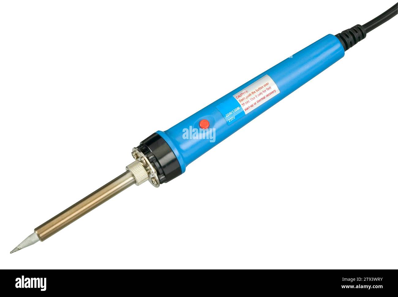 saldatore blu isolato su sfondo bianco Foto Stock