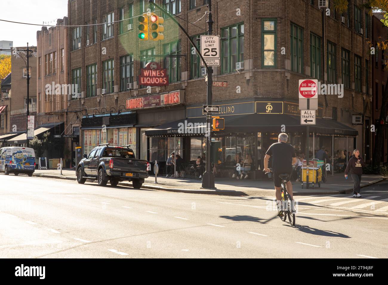 Settima Avenue, nel Greenwich Village di New York City, Stati Uniti d'America. Foto Stock