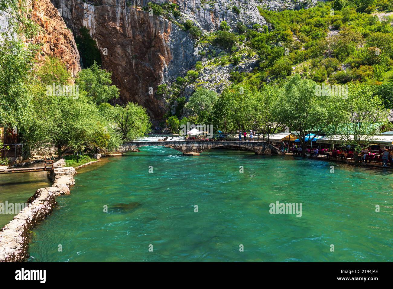 Il fiume Buna vicino a Blagaj, Mostar, Bosnia ed Erzegovina Foto Stock