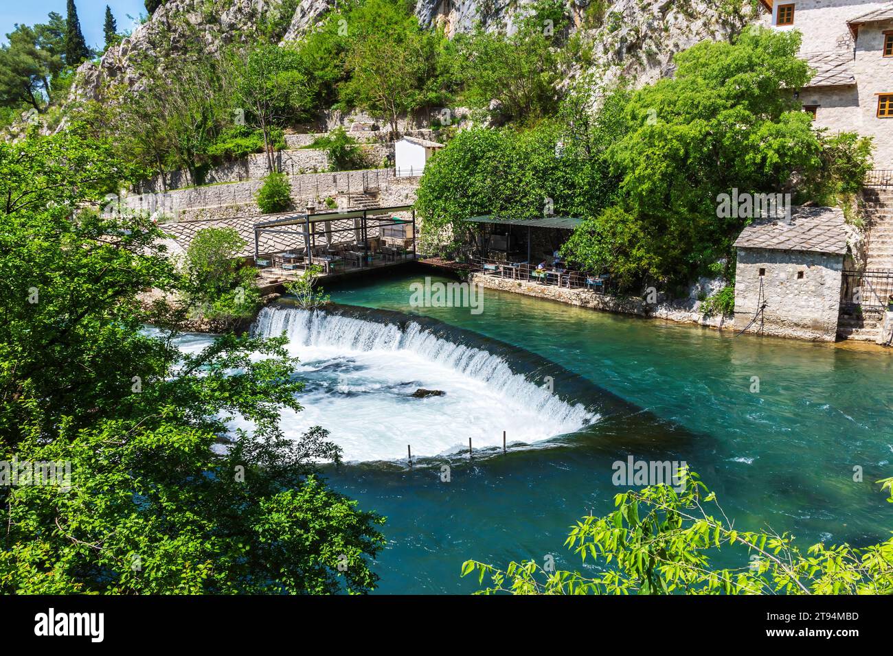 Il fiume Buna vicino a Blagaj, Mostar, Bosnia ed Erzegovina Foto Stock