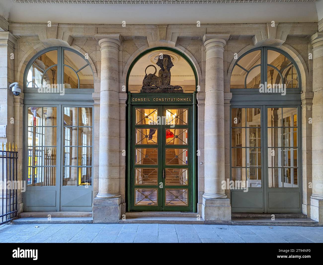 Ingresso al Consiglio costituzionale francese, incaricato di verificare la conformità delle leggi alla costituzione e la regolarità delle elezioni Foto Stock