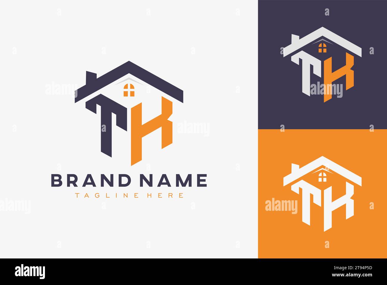 Logo Hexagon TK House monogramma per l'identità immobiliare, immobiliare, edilizia. iniziale a forma di casella con icone fav. grafico vettoriale Illustrazione Vettoriale