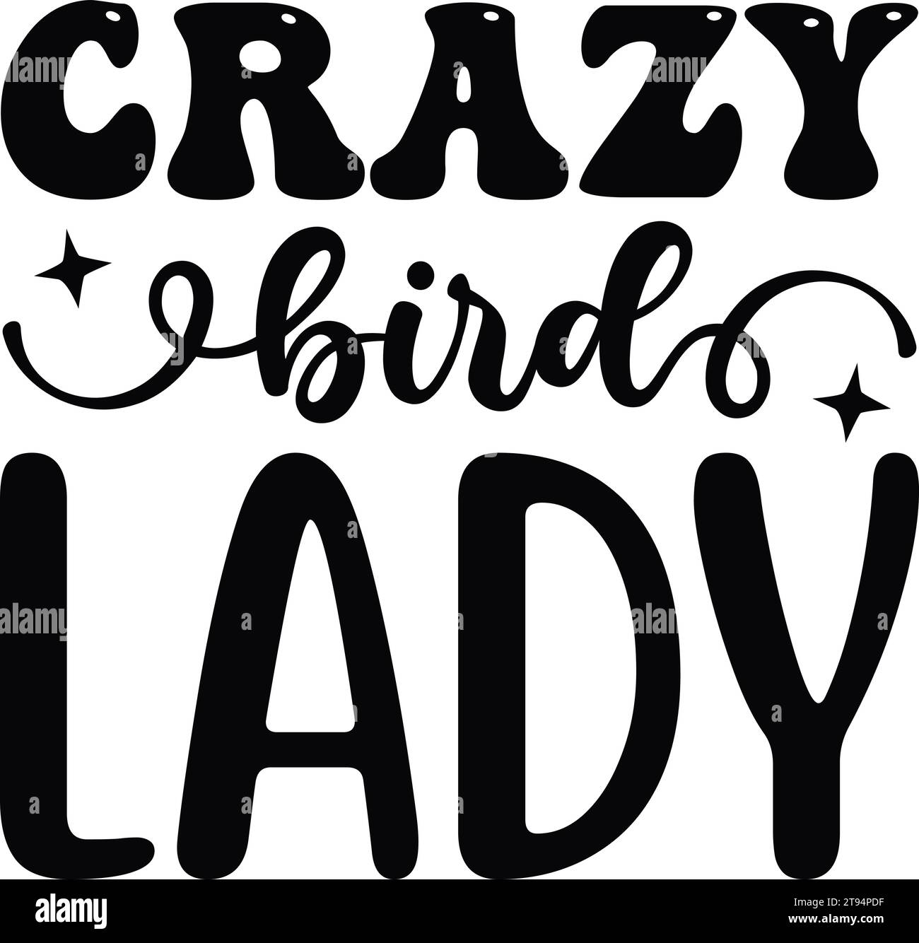 Crazy Bird Lady Illustrazione Vettoriale