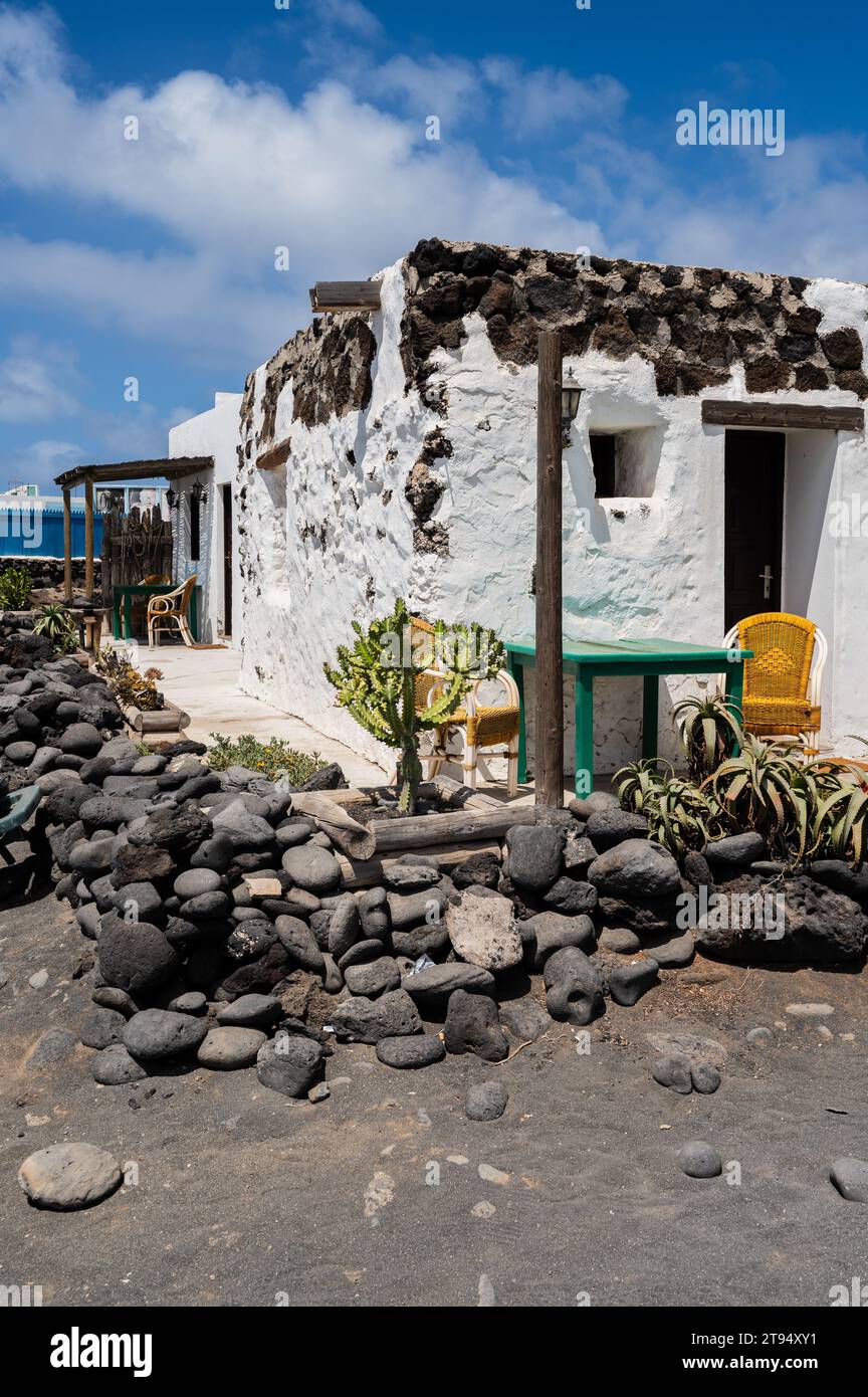 El Golfo, un piccolo villaggio di pescatori nella costa sud-occidentale dell'isola di Lanzarote, Isole Canarie, Spagna Foto Stock