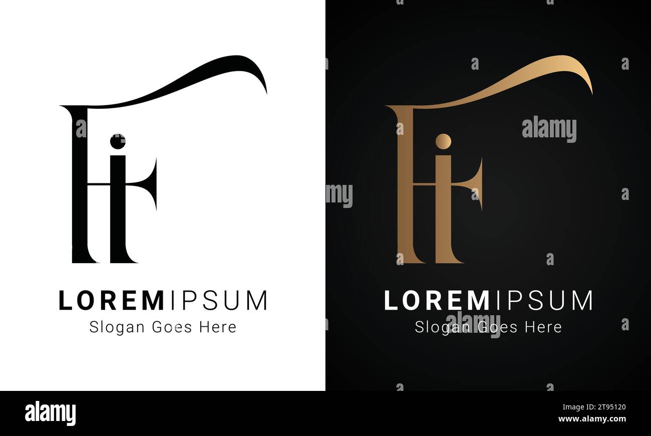 Luxury Initial FI o IF monogramma Text Letter Logo Design Illustrazione Vettoriale