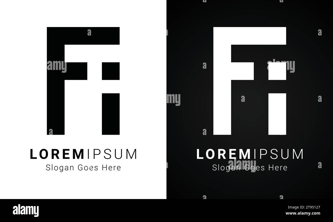 Luxury Initial FI o IF monogramma Text Letter Logo Design Illustrazione Vettoriale