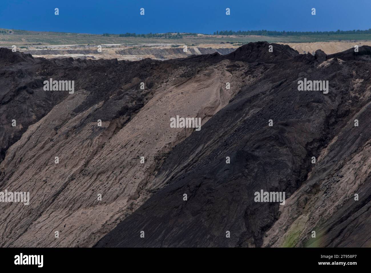 Copertura delle miniere di superficie del carbone Welzow-Sued der Lausitz energie Bergbau AG (LEAG), Germania, Sassonia, Niederlausitz, Welzow Foto Stock